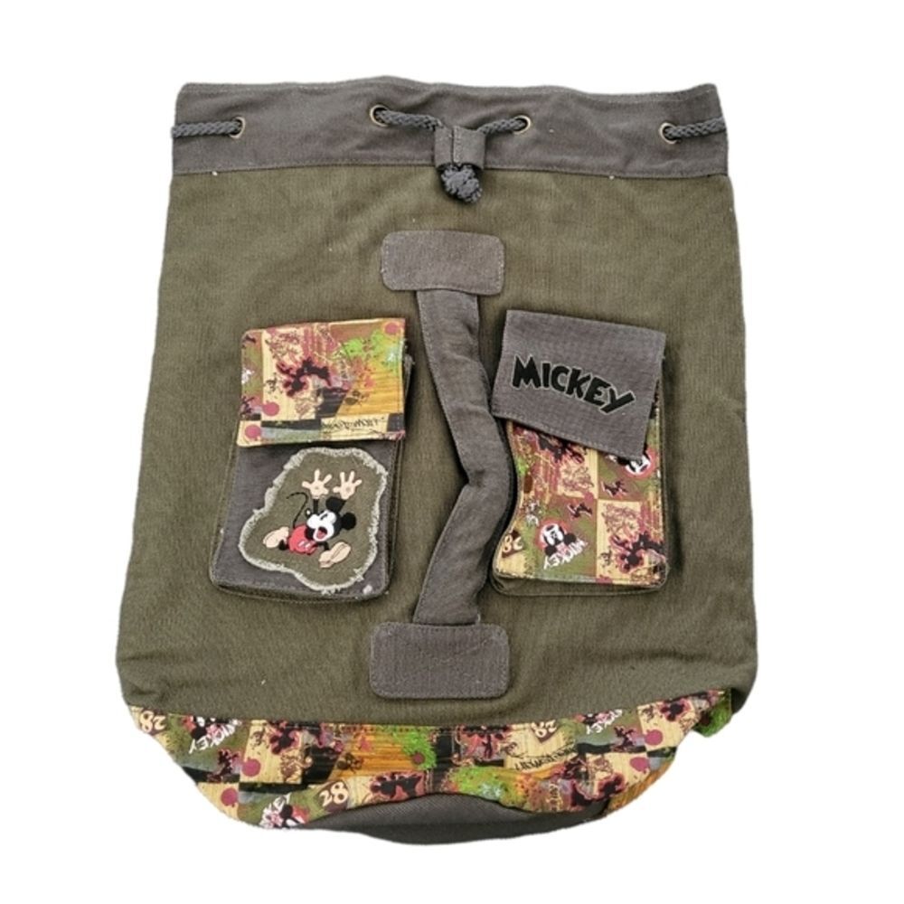 Disney Mickey Mouse Canvas Retro Sling Bag‎ in Vintage Style Olive Green